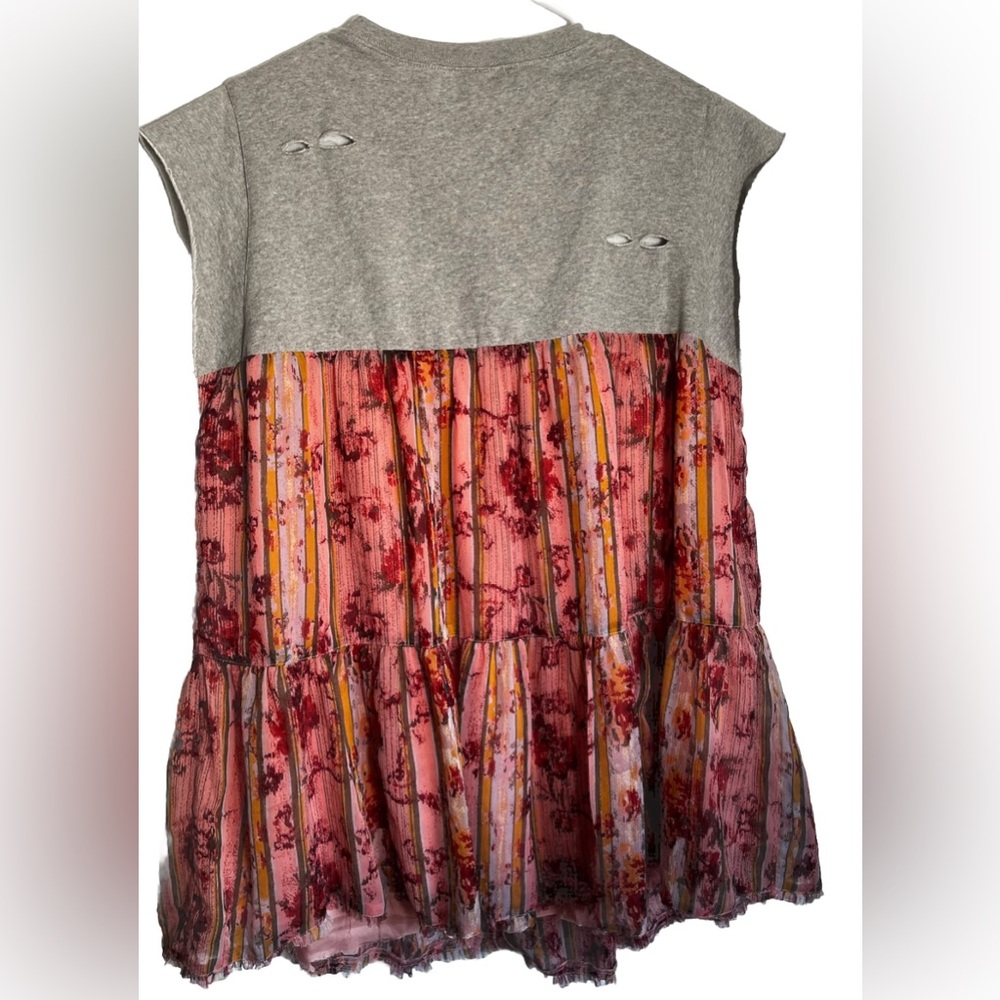 Free People Wallpaper Distressed Floral Sweatshirt Tunic Size XS - Picture 5 of 5